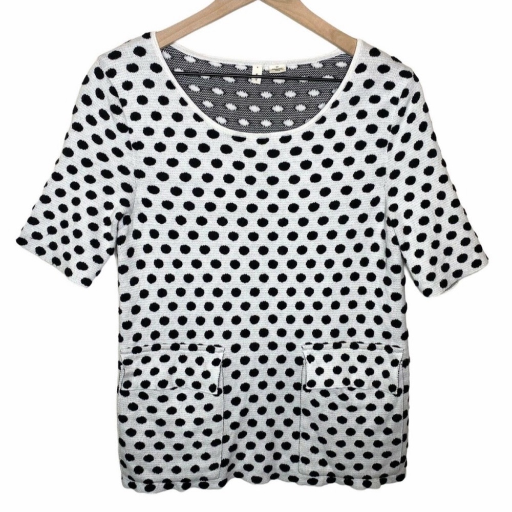 Anthropologie MOTH Polka Dot Front Pockets Sweater Top - Picture 3 of 5